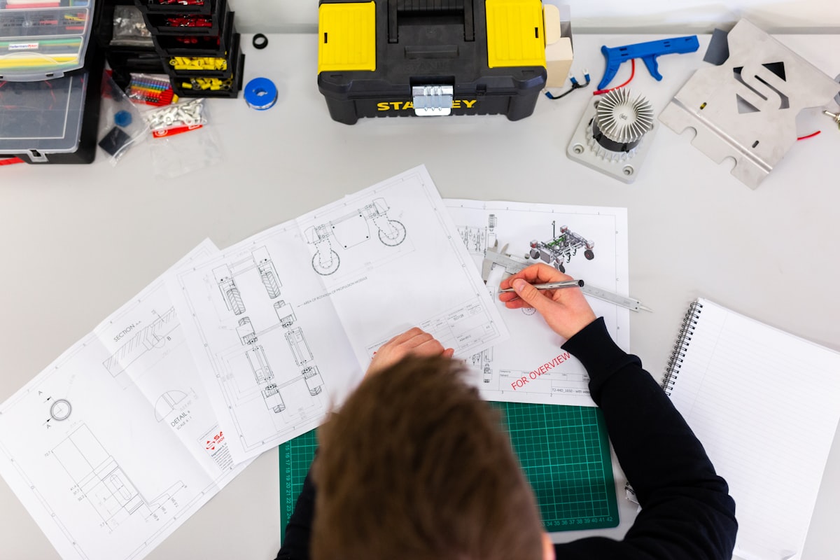 Engineer reviewing material specifications